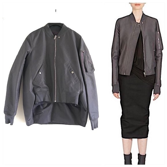 NWT Rick Owens Waterproof Bomber Jacket in Gray-Purple - Picture 1 of 15